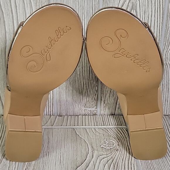 Seychelles Shabby Chic Rose Gold Peep Toe Sandals Heels Womens Size 6.5 NEW - Picture 7 of 13